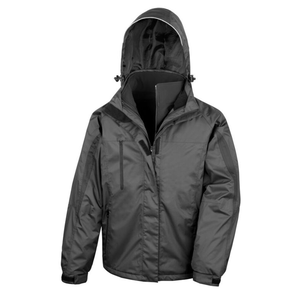 Result Mens 3 In 1 Softshell Waterproof Journey Jacket With / Black / Black